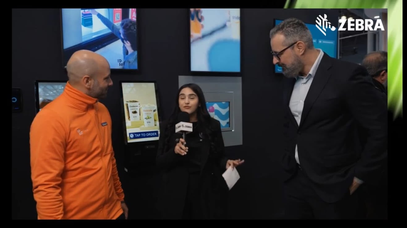 Martin Zuker interviewed at the Zebra Technologies innovation booth during NRF in New York